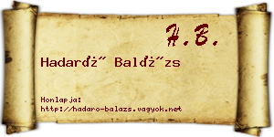 Hadaró Balázs névjegykártya
